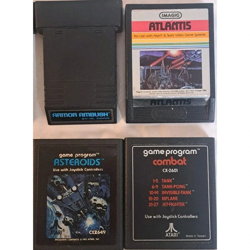 Vintage Atari 2600 Lot of 8 Games Demon Attack Atlantis Popeye Asteroids Combat
